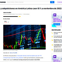 Fusiones y adquisiciones en Amrica Latina caen 15 % a noviembre de 2022